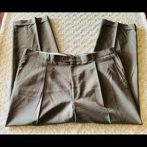 BURBERRY London Mens Pleated Front Cuffed Dress Pants 40x29 Olive